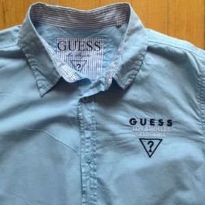 Guess Los Angles California Blue Boys Dress Shirt Size Large (16-18)